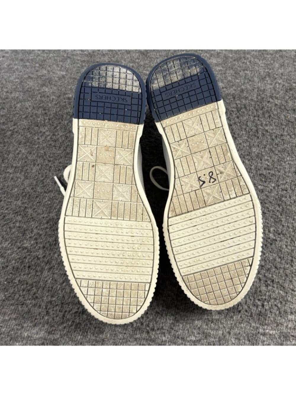 Skechers Court Classics Womens 8.5 Air Cooled Memory Foam White Navy Shoes - Picture 10 of 12